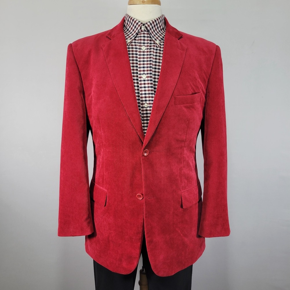 BAGAZIO‎ Men's Sport Coat Blazer Two Button Polyester Sued Corduroy Large